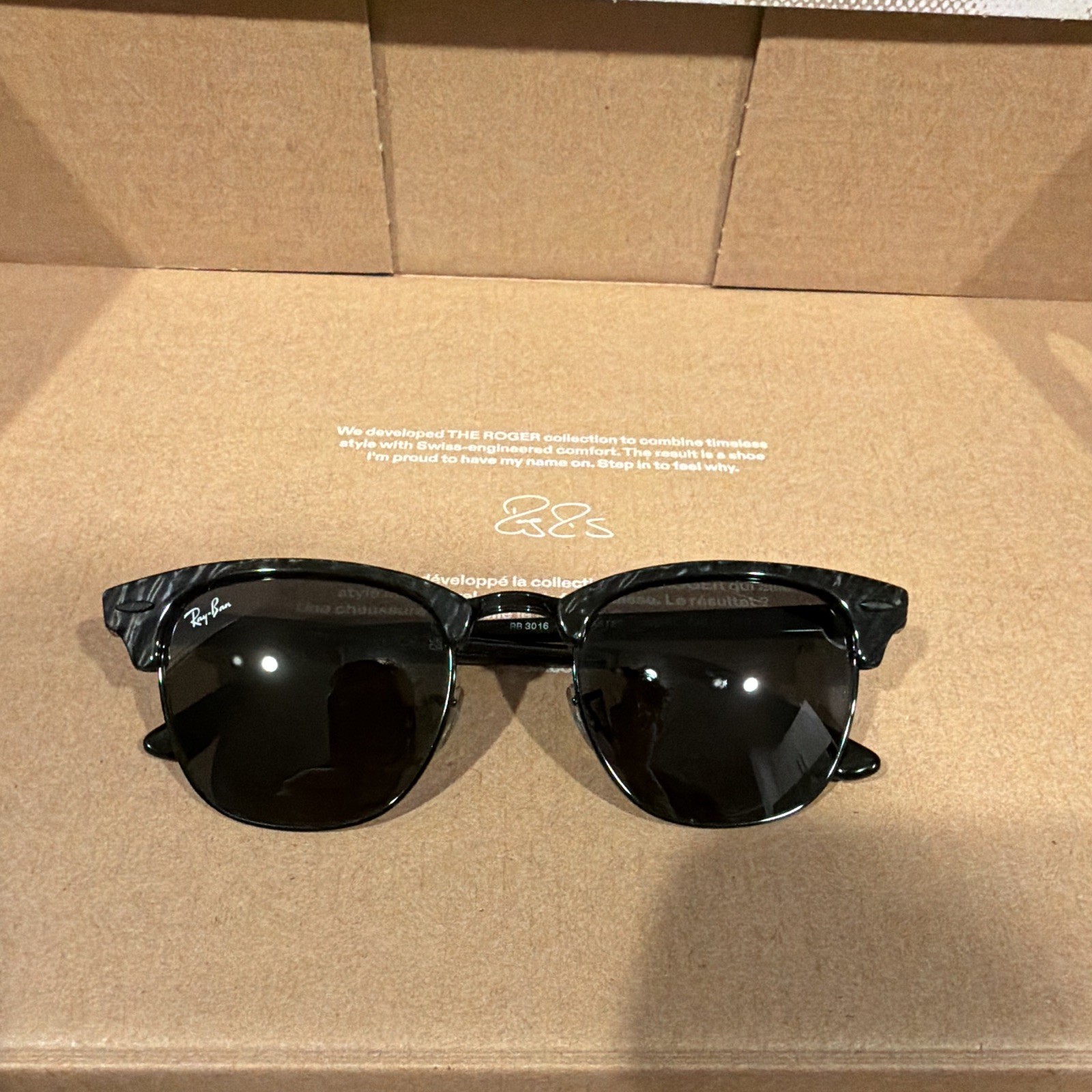 Ray-Ban Clubmaster RB3016 Black Half Frame Gray Tinted UV400 140mm 49-21