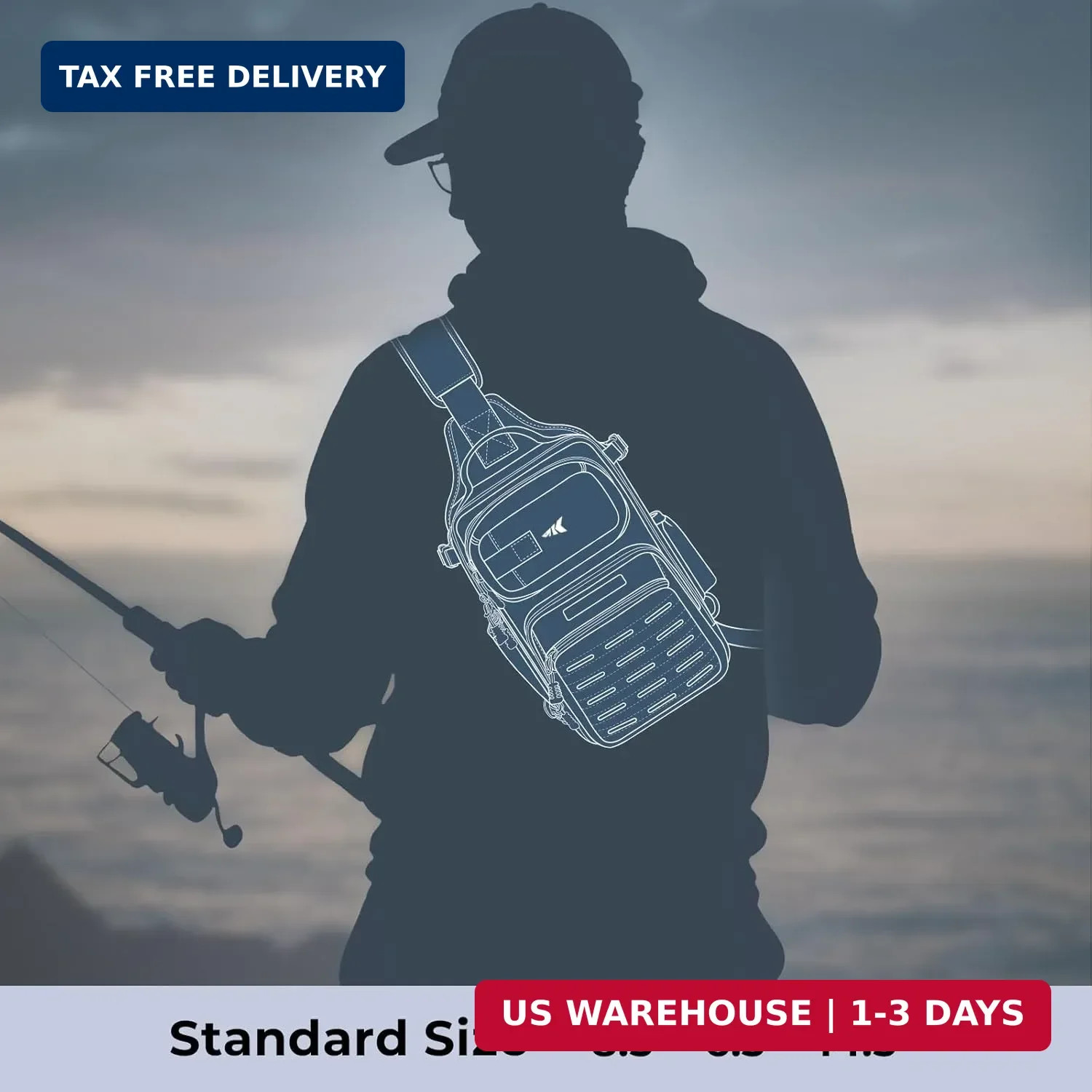 KastKing BlowBak Tactical Sling Tackle Bag-Lightweight Fishing Backpack Storge F
