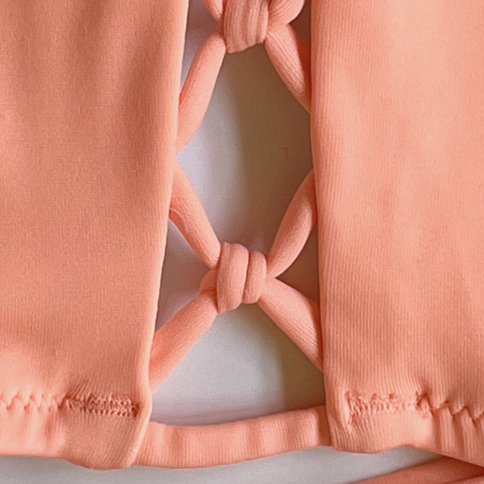 PINK Victoria Secret Swim Top Sz Small S C75 (34C) Peach Halter Strap Back Tie