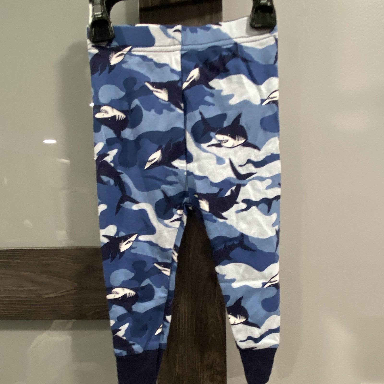 Carter’s Boys Shark Camo Sleep Pants Cotton Knit Pull On Blue/White/Navy 12-18M