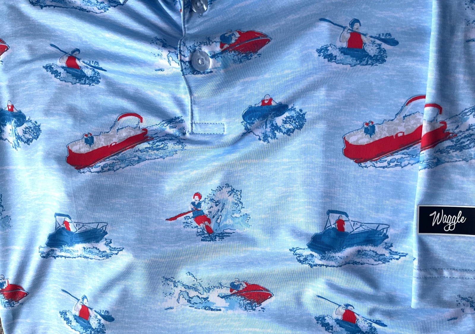 Mens Waggle Short Sleeve S/S Polo Golf Shirt Summer Fun Water Activities 2XL XXL