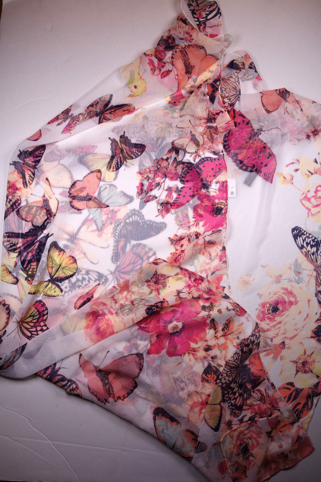 INC INTERNATIONAL CONCEPTS Beige Butterfly Lightweight Neck Scarf Wrap 48×51 in