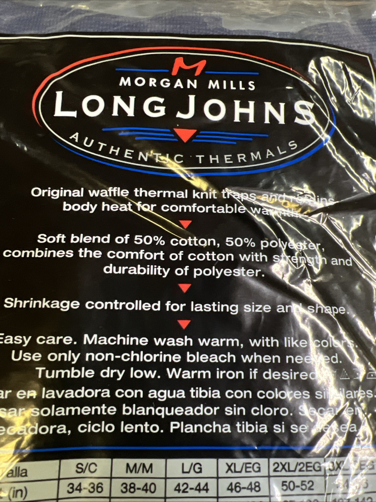 Morgan Mills Long Johns Waffle Thermal Underwear Pants Mens Sz XL Blue NEW USA