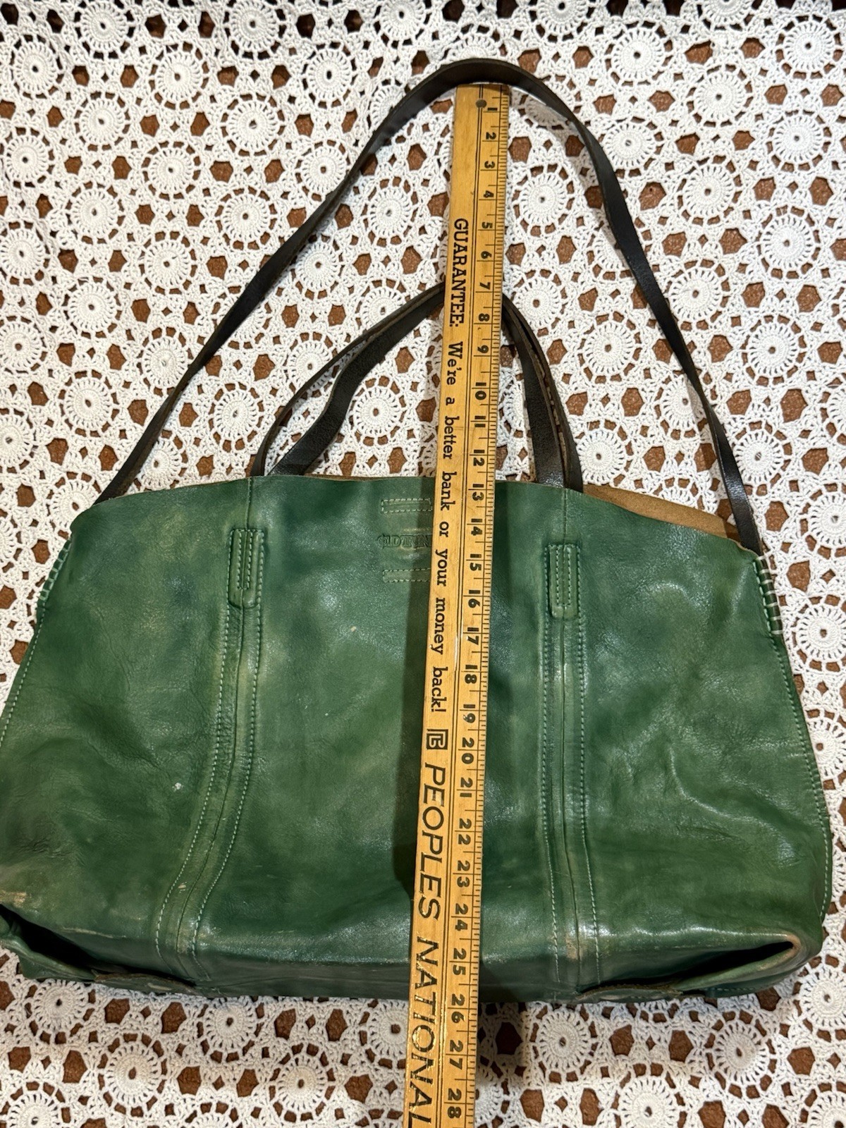 Old Trend Forest Island Green Tote Satchel Bag Purse Distressed Leather Boho