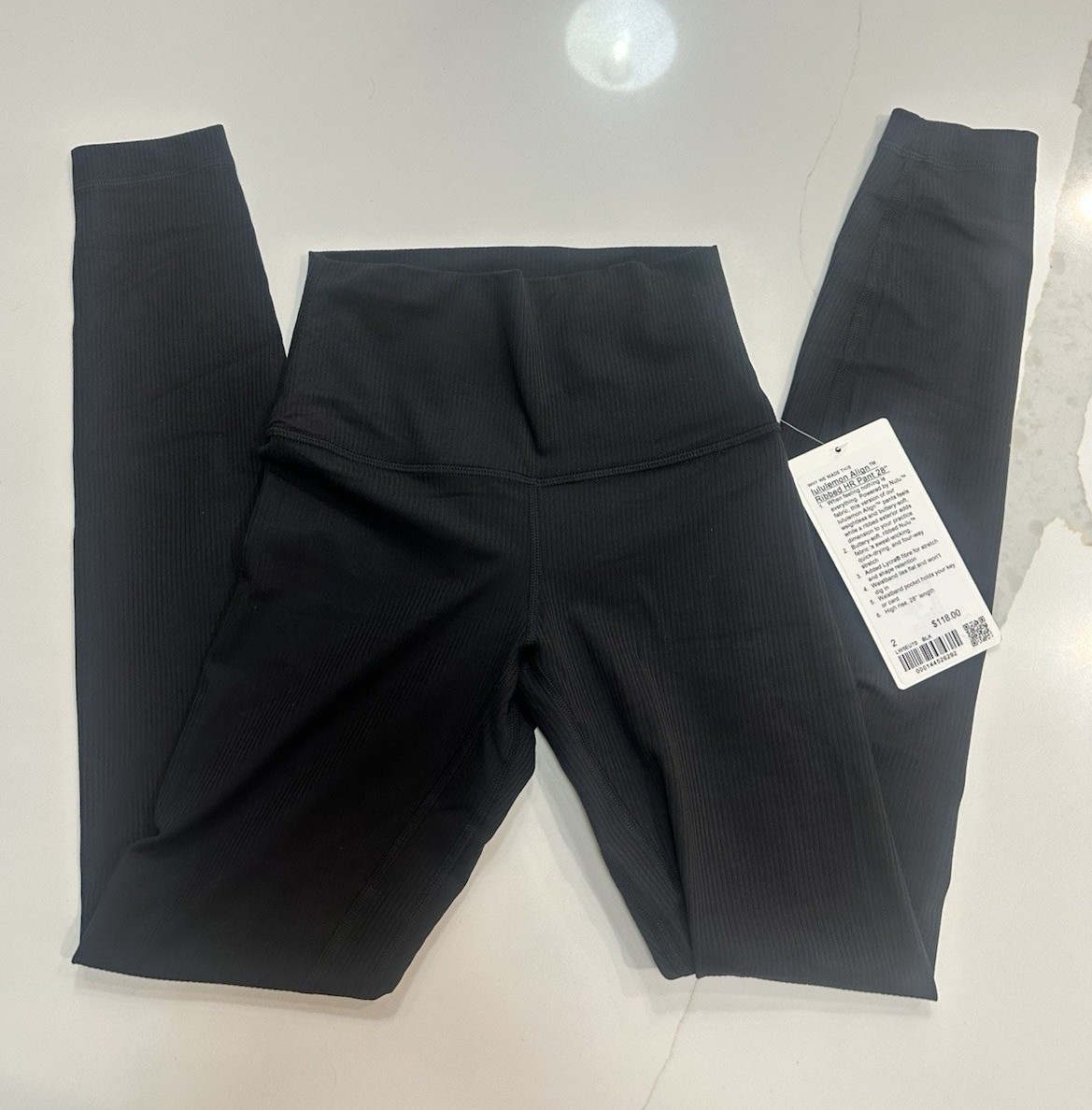 lululemon Align Ribbed High-Rise 28″ Pants Black Size 2 Stretch Quick Dry