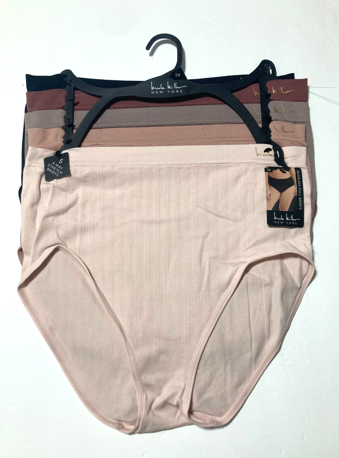 NEW – Nicole Miller seamless full briefs size 1X -5 pack – four way stretch