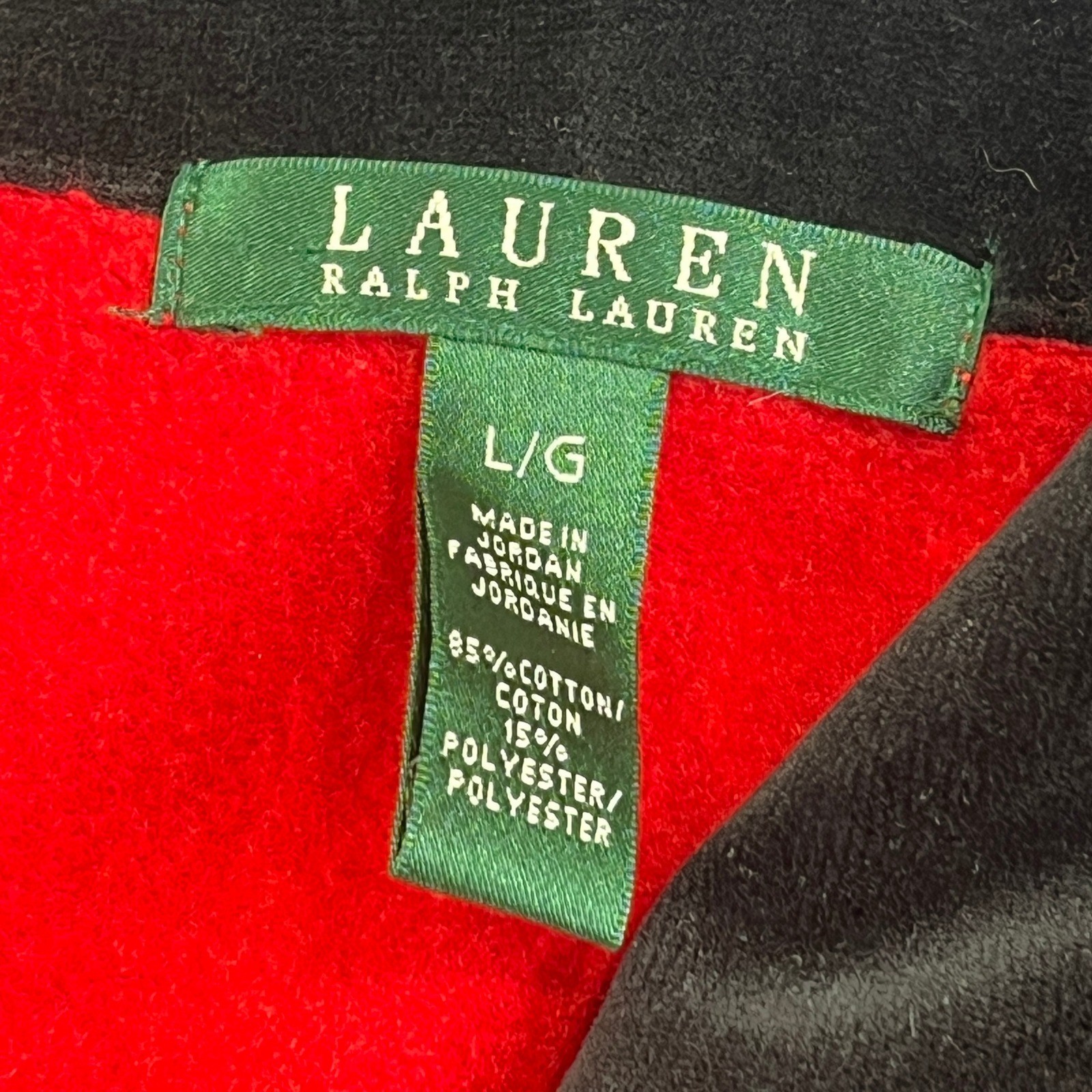 Lauren Ralph Lauren Jacket Womens L Red Knit Toggle Velvet Shawl Collar Academia