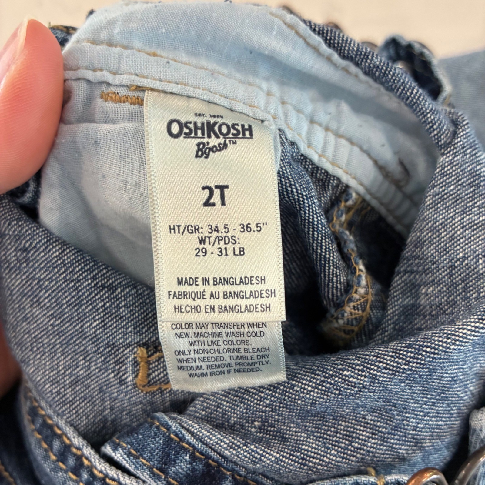 OshKosh B’gosh Overalls 2T Blue Denim Logo Graphic Carpenter Classic Heritage