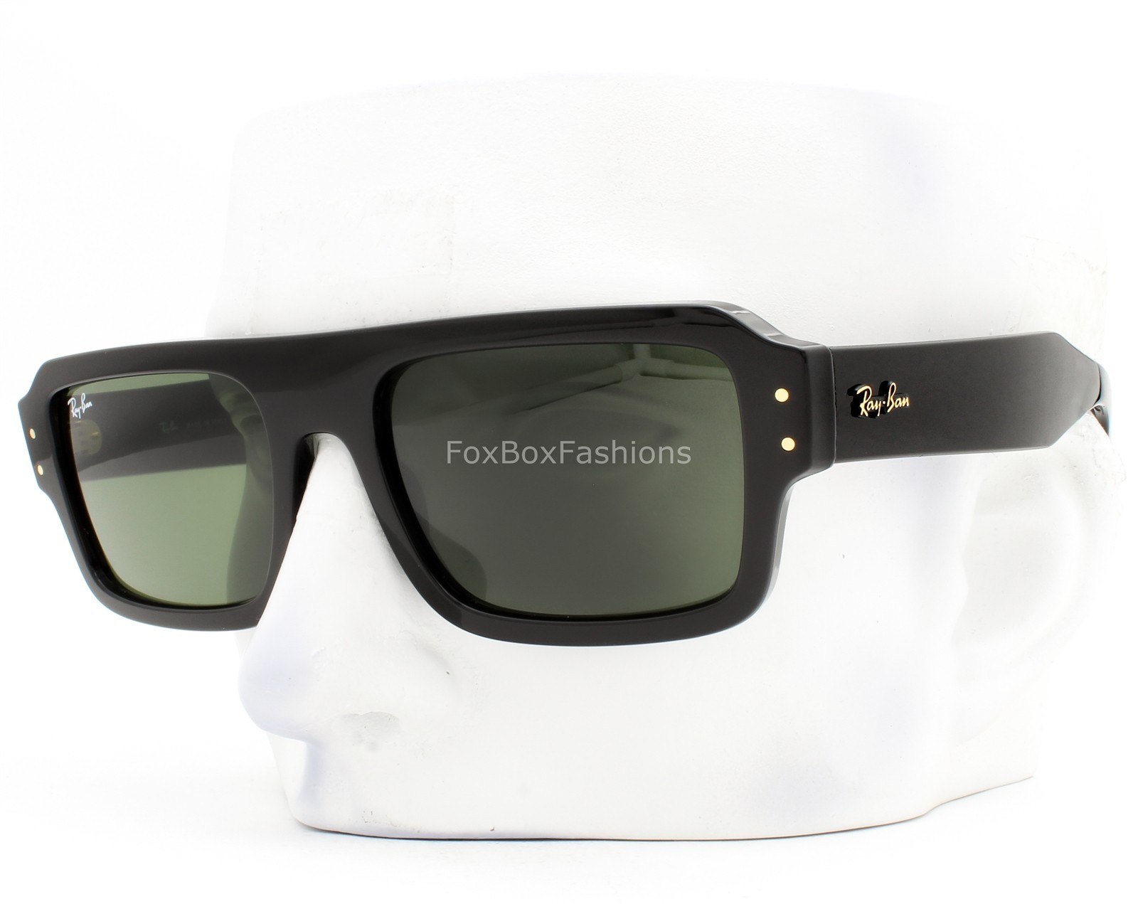 Ray-Ban Lukas Sunglasses RB 4454 6677/31 Polished Black Green Glass 53mm w/case