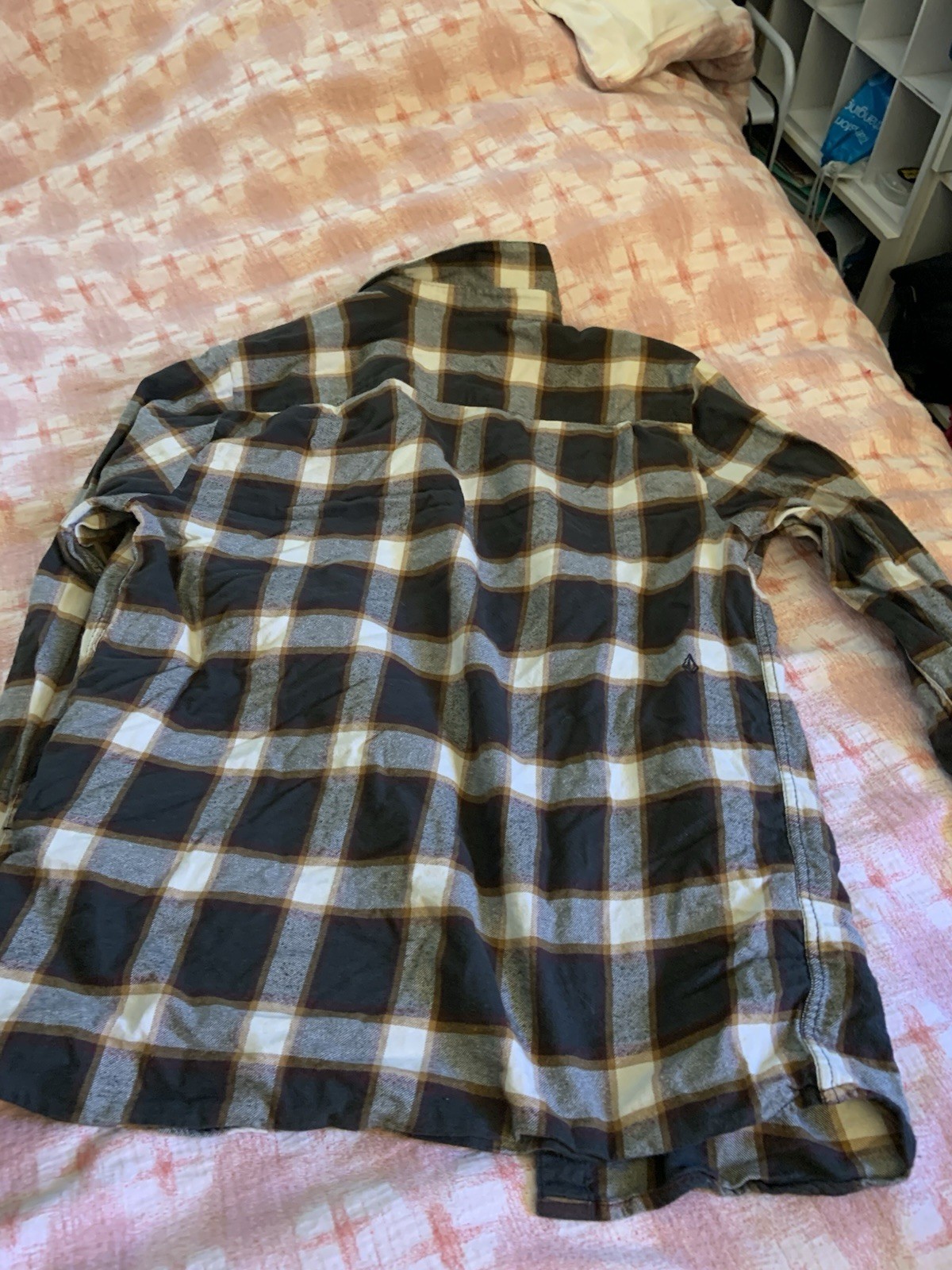 Volcom Modern Fit Cotton Flannel Plaid Button-Up Shirt Long Sleeve XL Gray