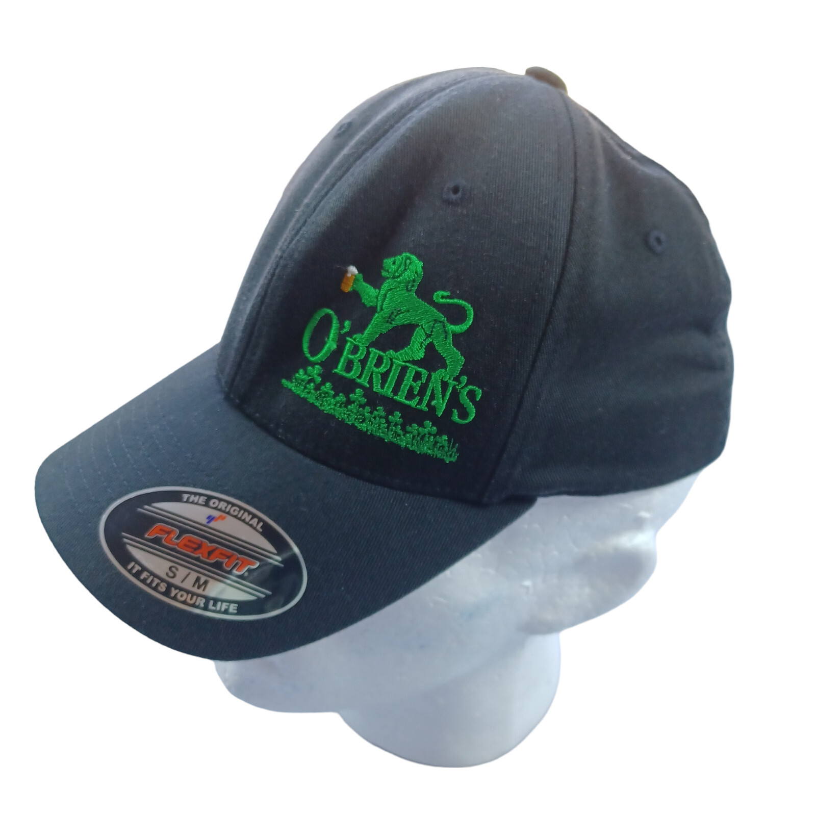 FlexFit Short billed cap S/M (6 3/4-7 1/4) Elastic back Black/Grey/Green