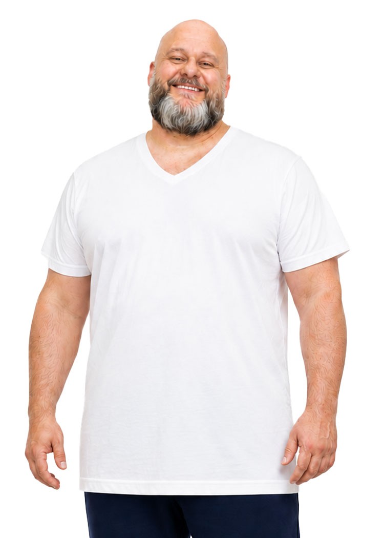 men’s underwear PLUS SIZES knit V-neck t-shirt 100% cotton from 2XL to 10XL