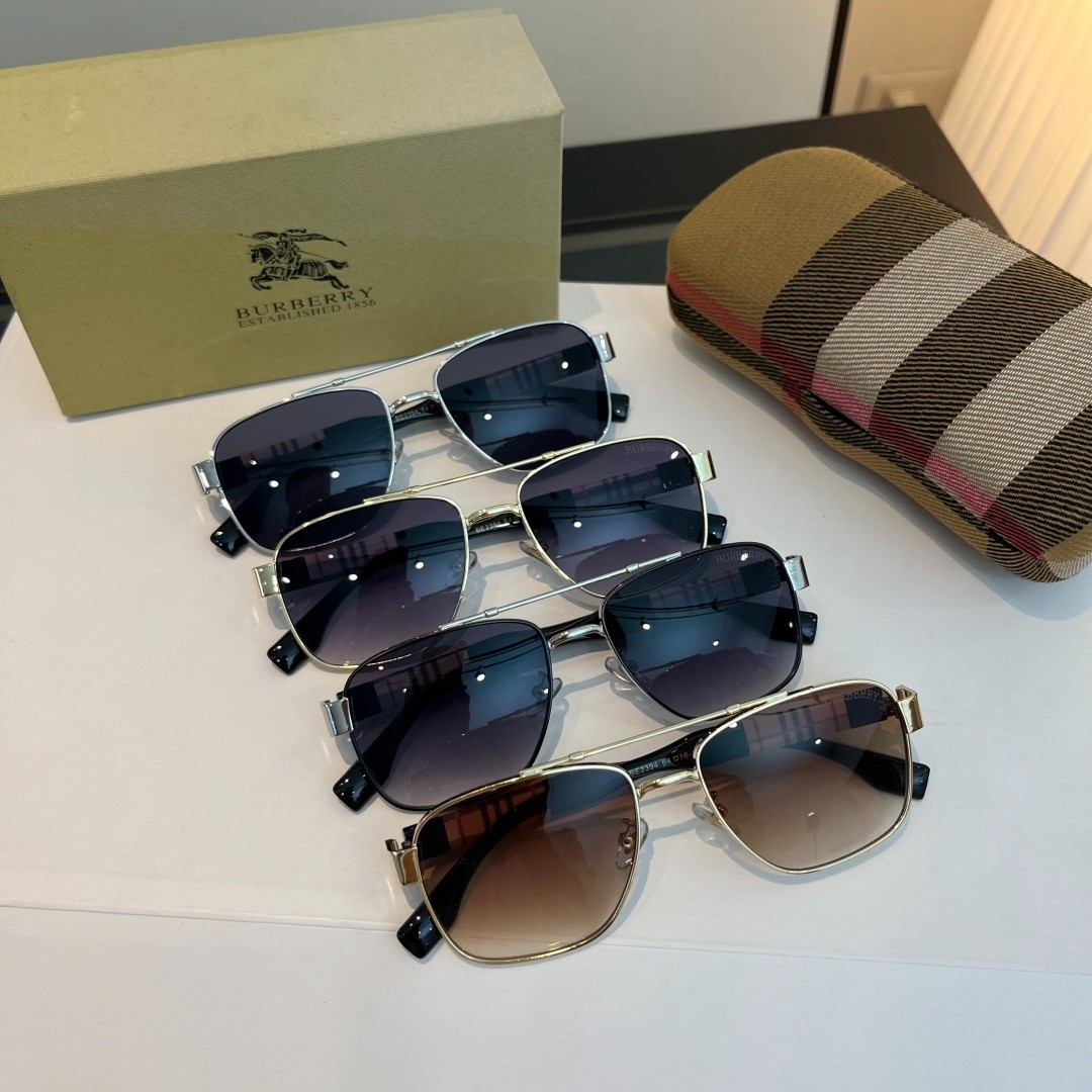 Burberry BE2394 Sunglasses 64‑16‑143 Silver Frame Dark Blue Lens