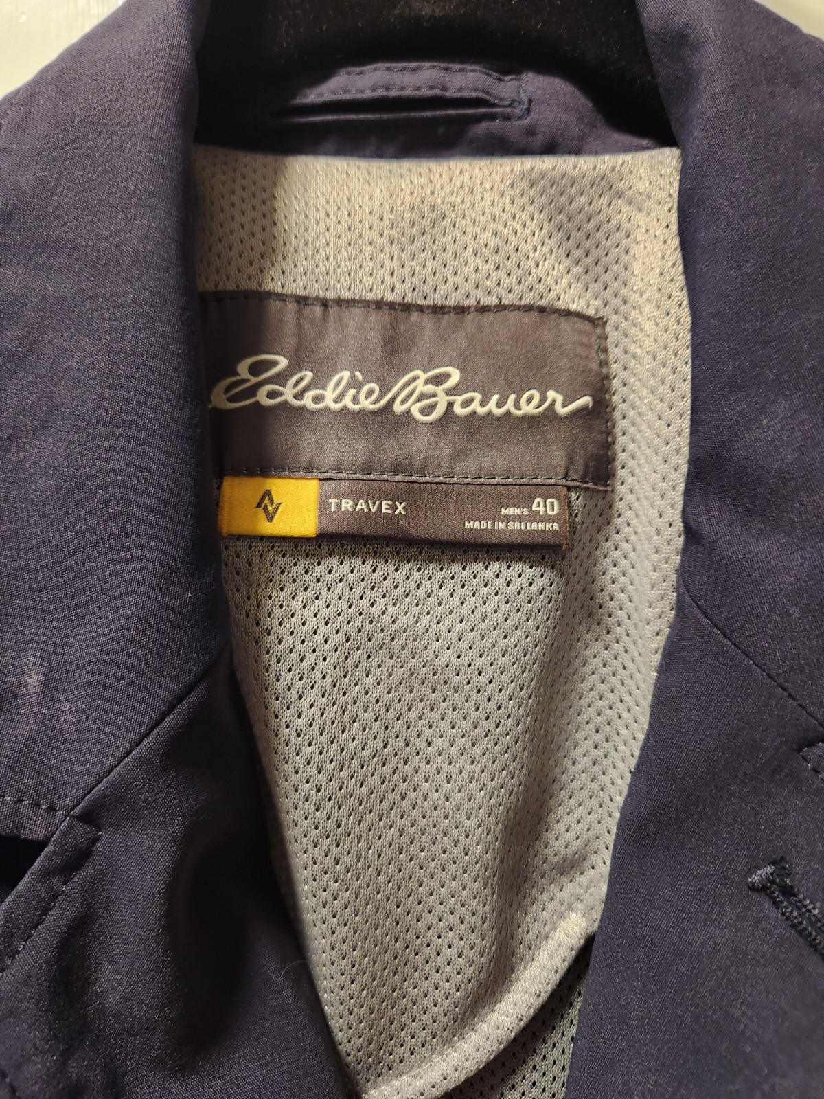 Eddie Bauer Travex Blazer Jacket Mens 40 Blue Lightweight Travel Pockets