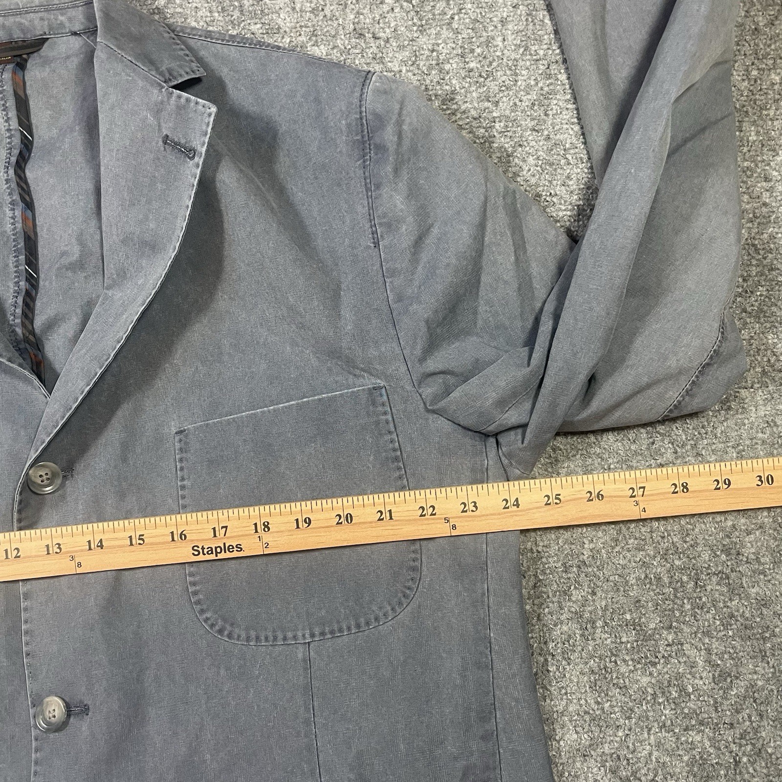 Kroon Unstructured Blazer Jacket Size 45L Blue Cotton Blend Double Vent Dinner
