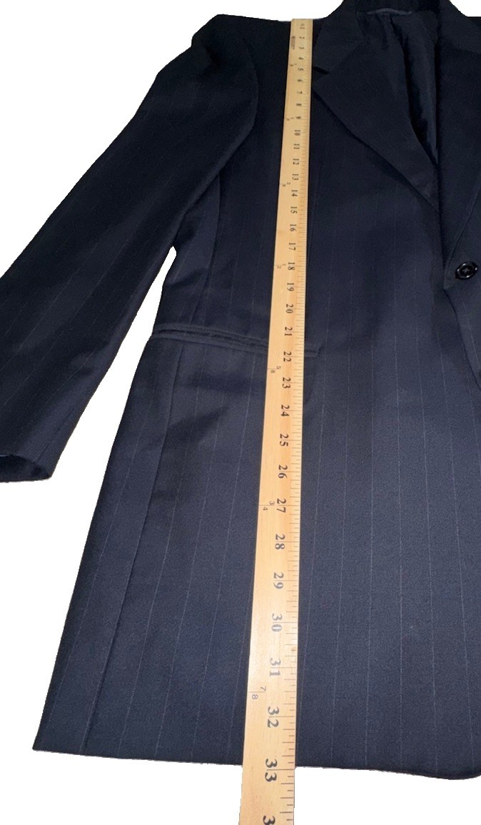 Hickey Freeman Collection Custom 100% Wool Navy Pinstripe Suit 44L Morton Britto