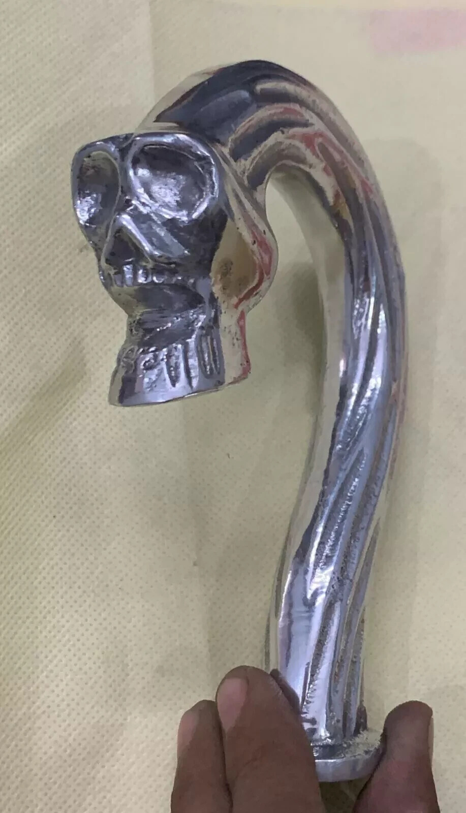 Designer Silver Brass Skull Head Handle For Walking Stick Cane Gift
