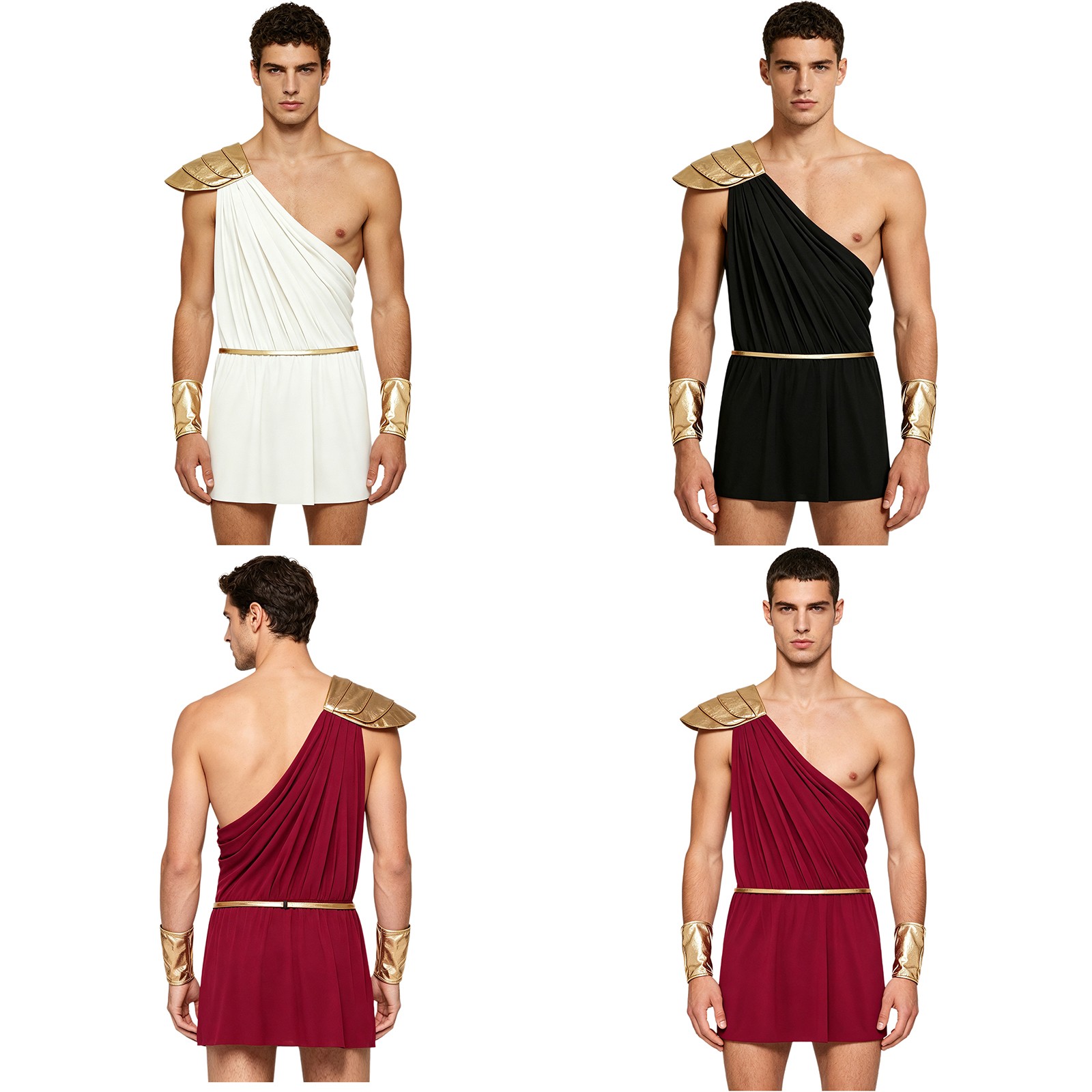 Men Roman Performance Costumes Ancient Greek King One Shoulder Leotard Romper