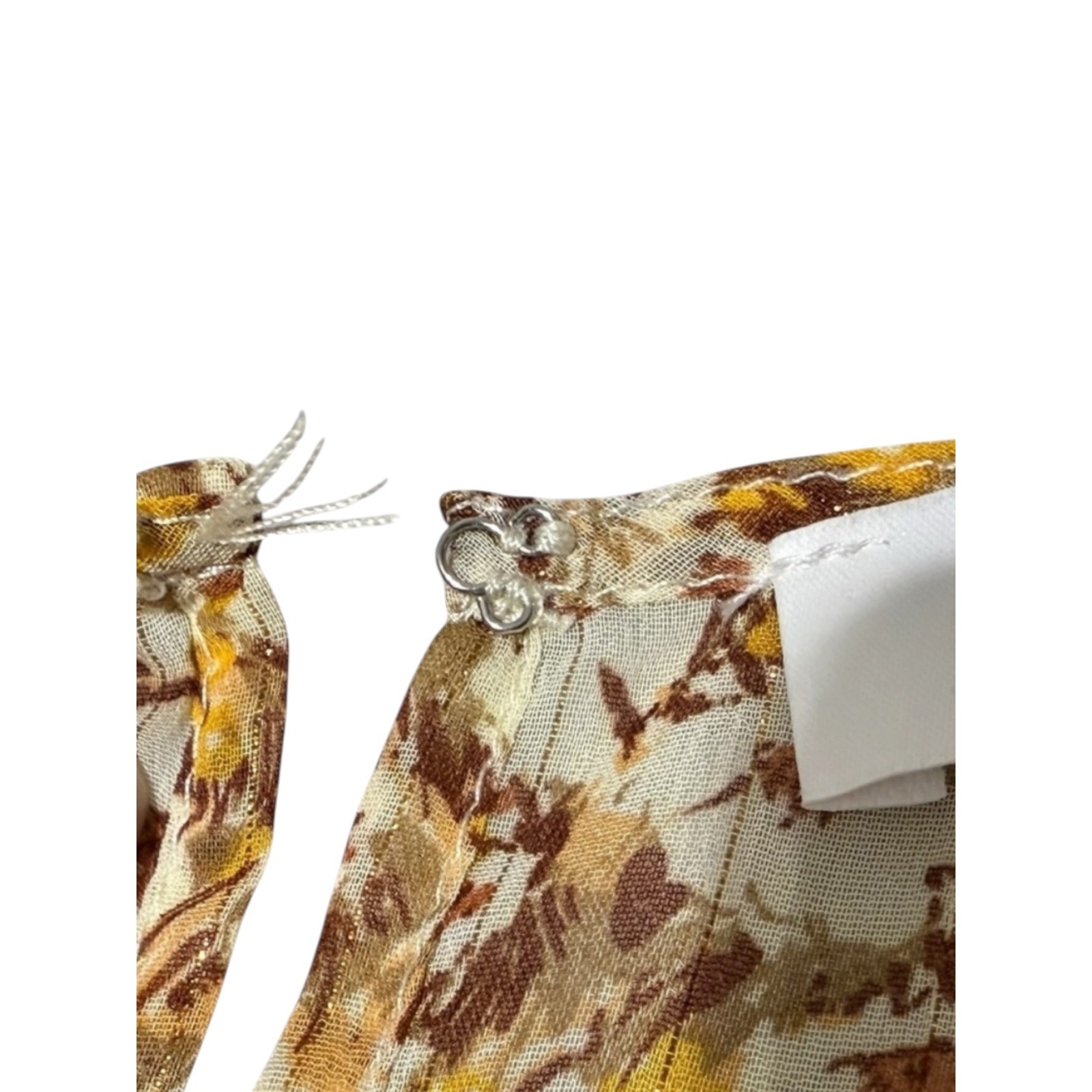 ASTR The Label Mustard Multi Ditsy Floral High Low Midi Dress 3X Flutter Lined