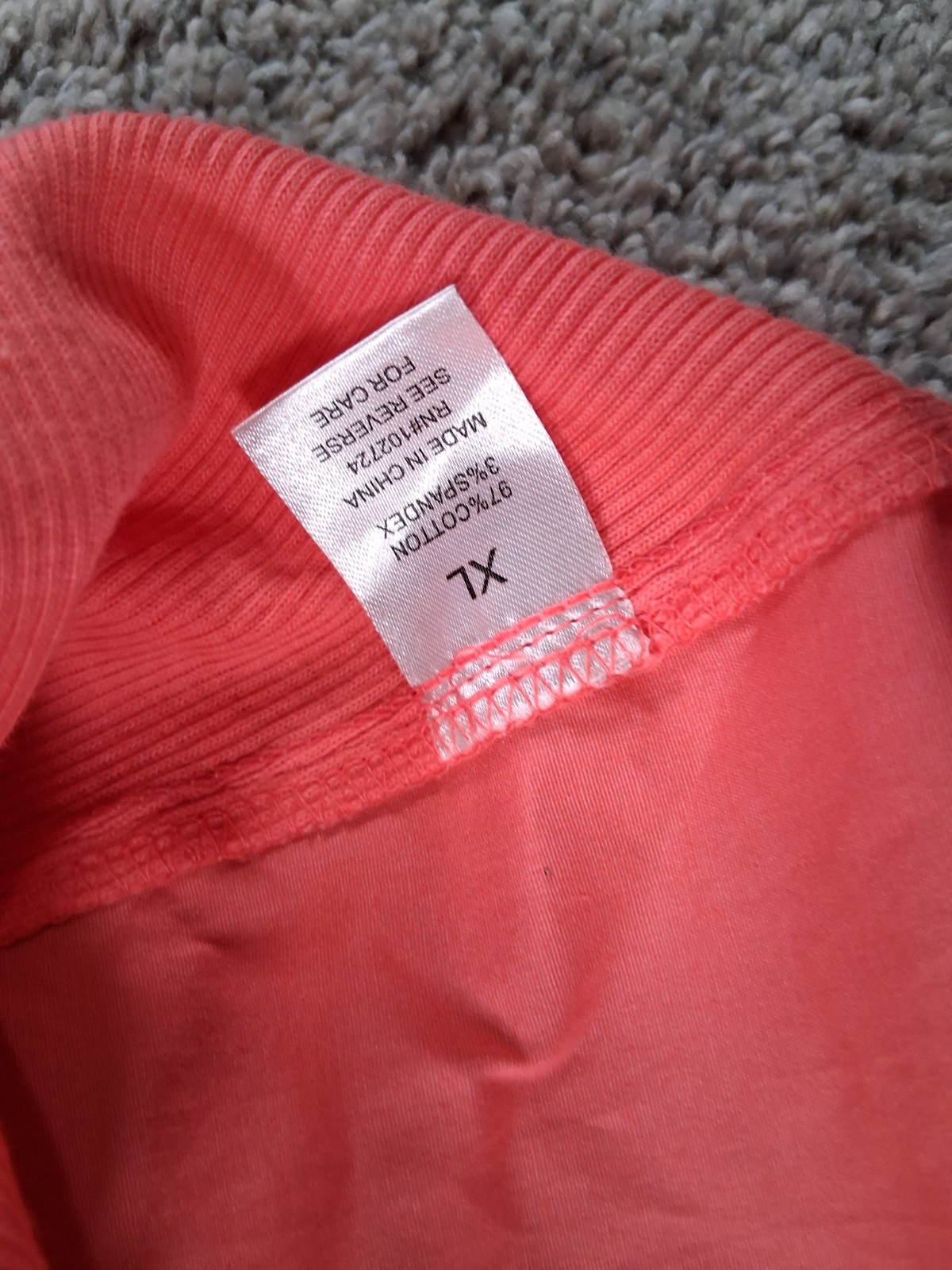 Hester & Orchard XL Womens 3/4 Sleeve Button Up Shirt Coral Roll Tab NWOT