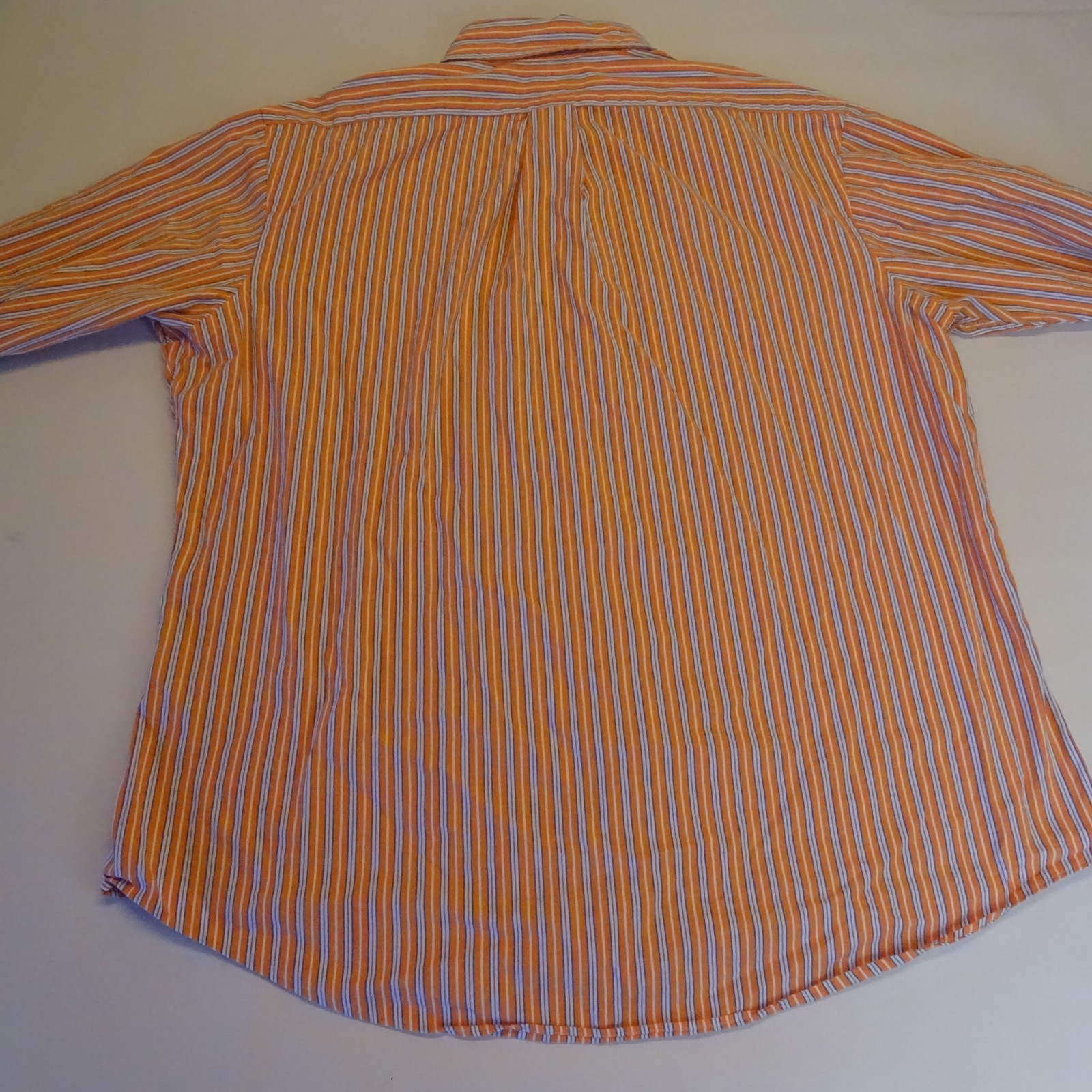 Ralph Lauren Button Down Shirt Custom Fit Long Sleeve Size XL Orange Striped