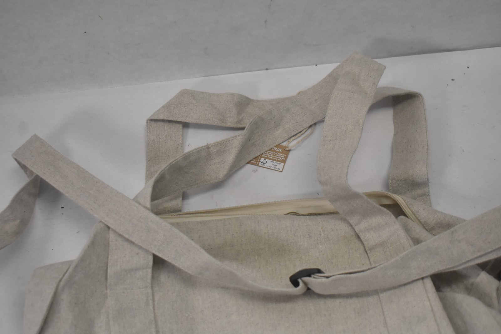 10oz Recycled Cotton Barrel Duffel Bag 3450-94GY Zippered Main Compartment