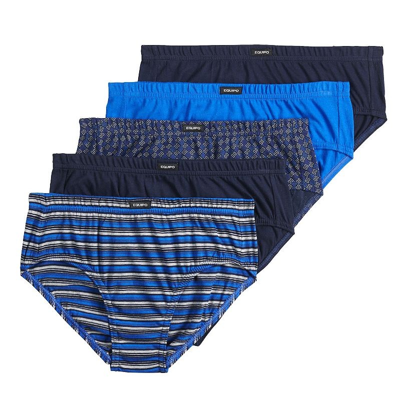 Men’s Equipo 5-Pack Low Rise BRIEF No Fly Premium Cotton Underwear blue black L