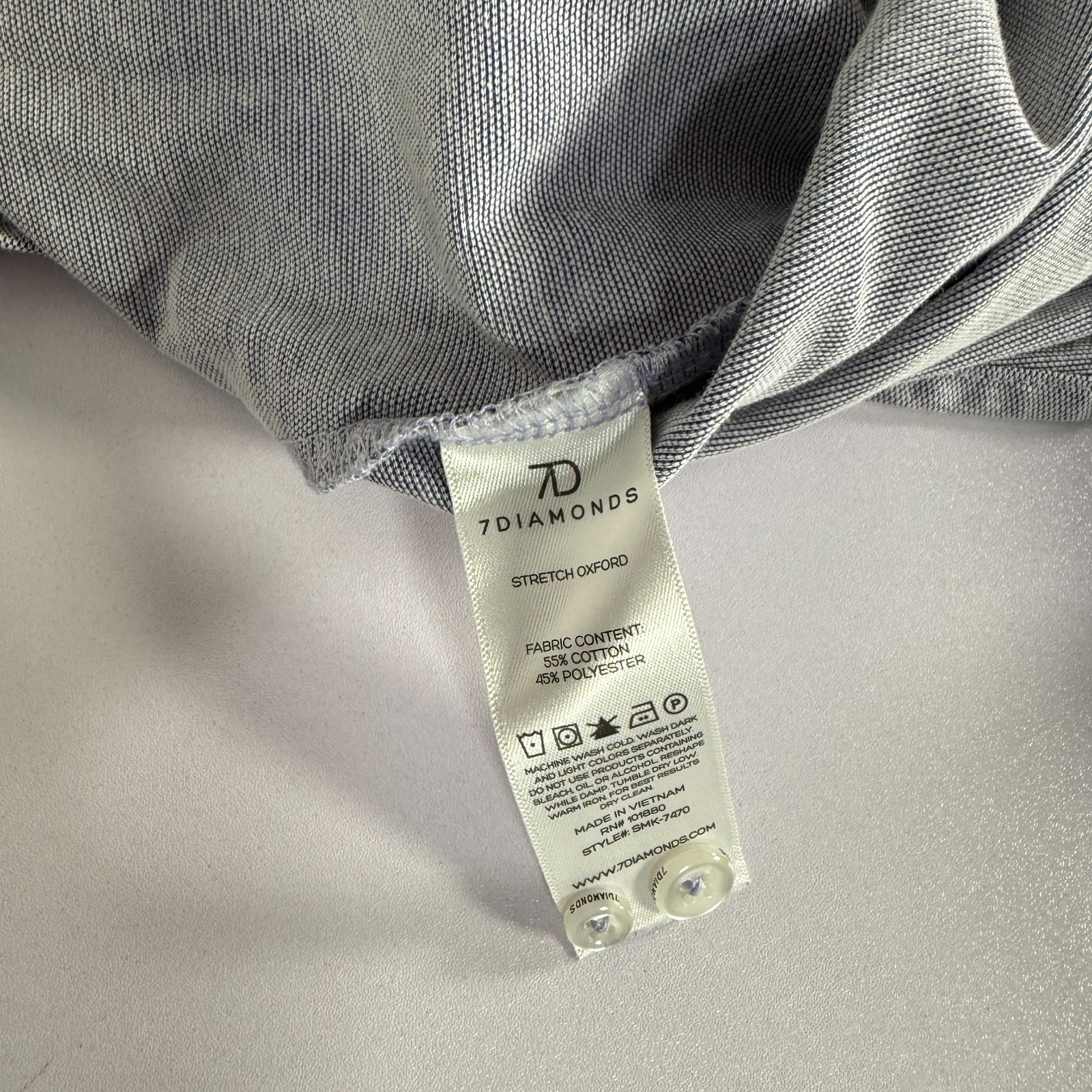 7 Diamonds Shirt Mens Large Gray Stretch Oxford Button Down 4 Way Stretch Cotton