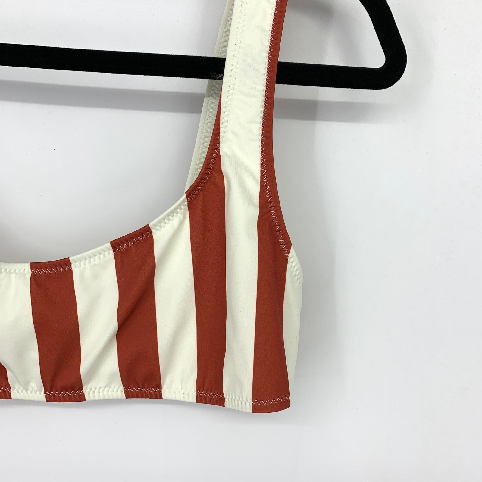Solid & Striped Women’s Size L The Ellie Bikini Top Riad Cream Rust Stripe NEW
