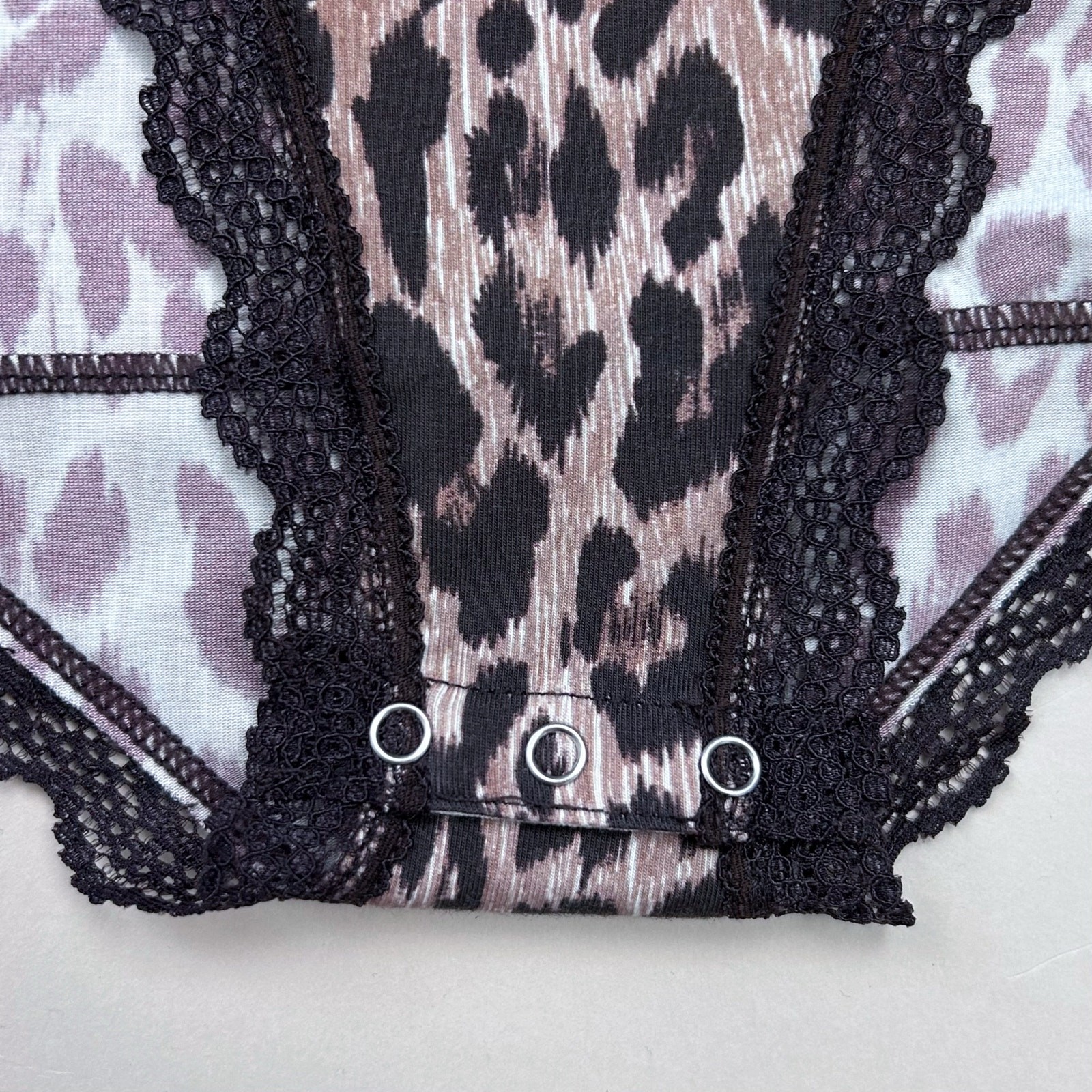 Rixo X Stripe & Stare Classic Leopard Long Sleeve Brown Lace Bodysuit SMALL