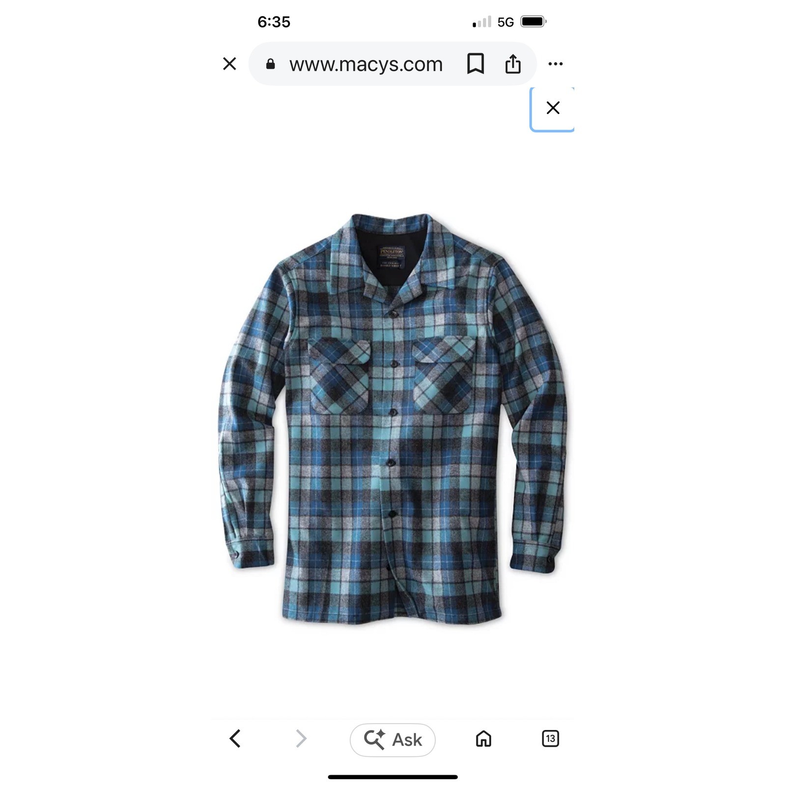 Pendleton Board Shirt Mens Large Blue Plaid Beach Boys Limited Edition Wool
