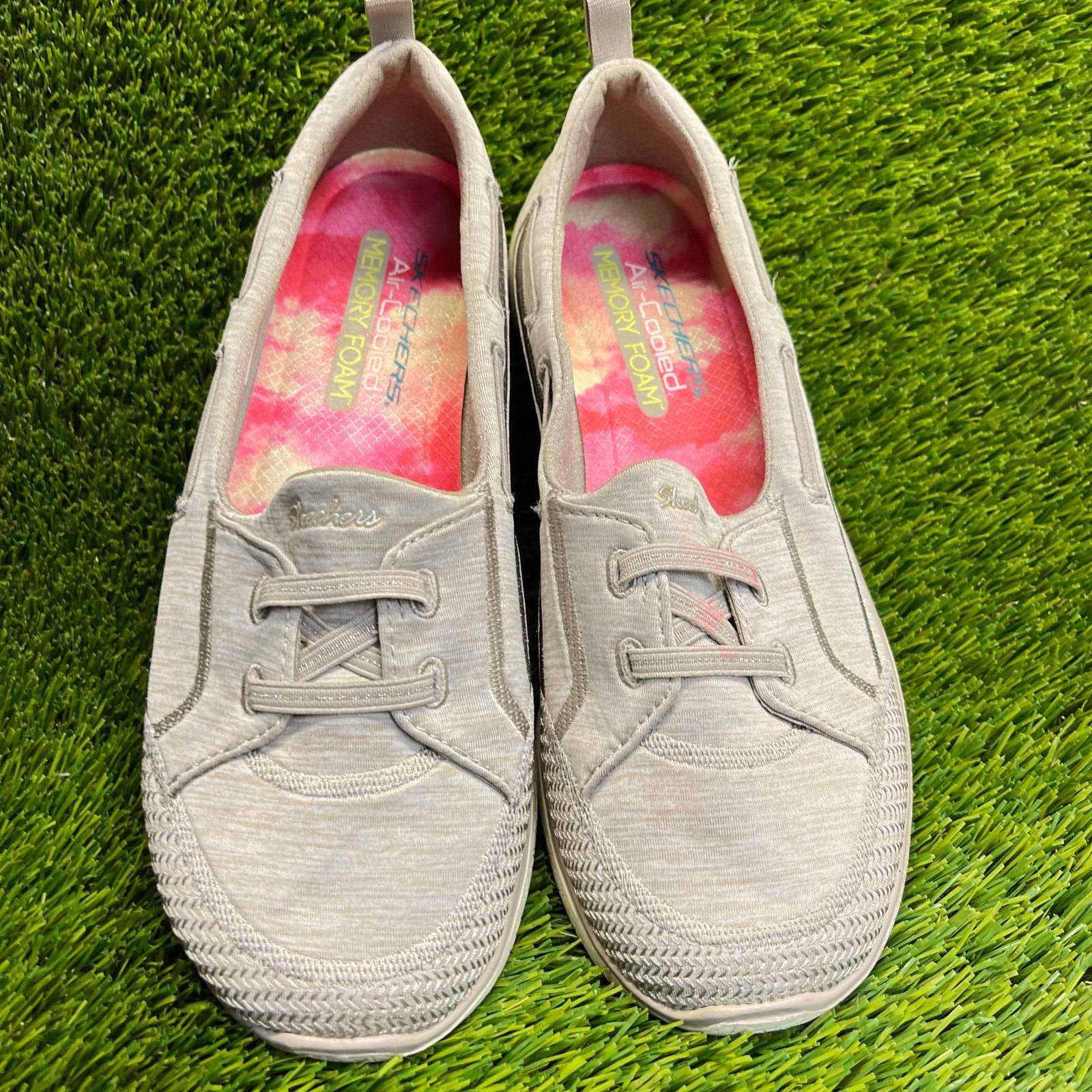 Skechers Microburst Topnotch Womens Size 10 Taupe Casual Walking Flats Shoes