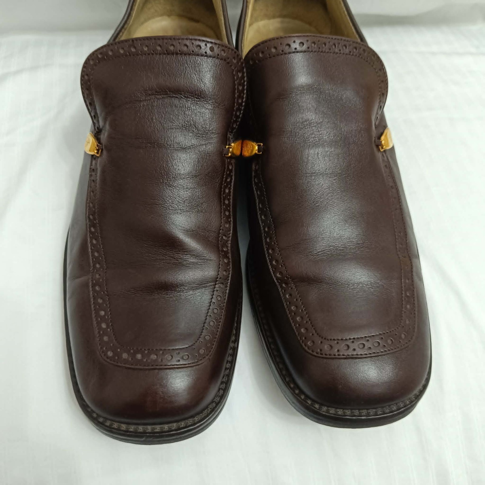 Gianni Versace Shoe Vintage Men Leather Medusa Logo Brown Loafers Sz 43 EU 10 US