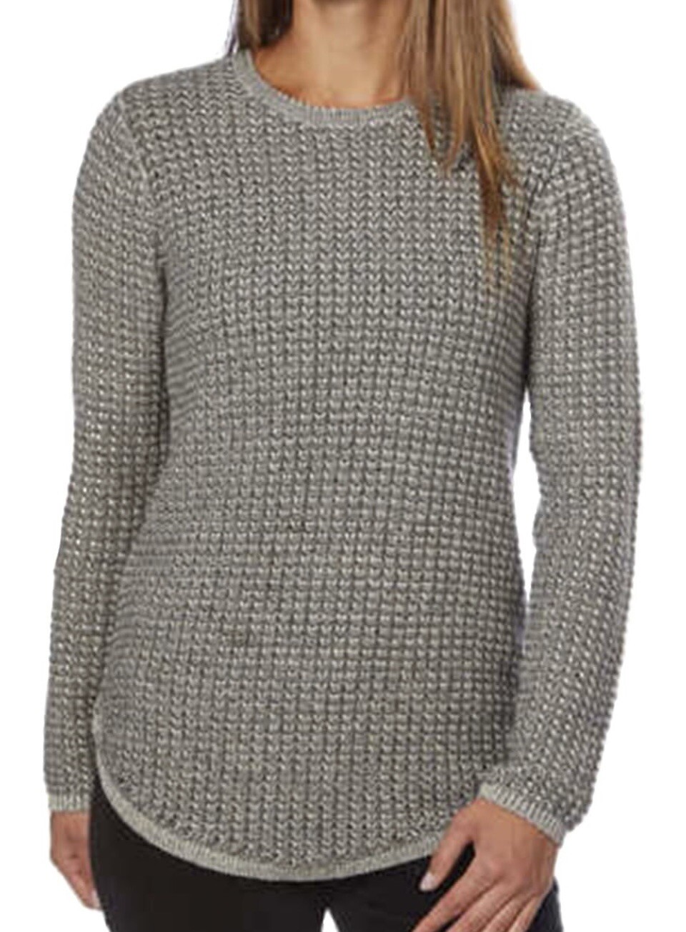 New Jeanne Pierre Ladies’ Textured Knit Sweater Extra Large XL Grey Combo