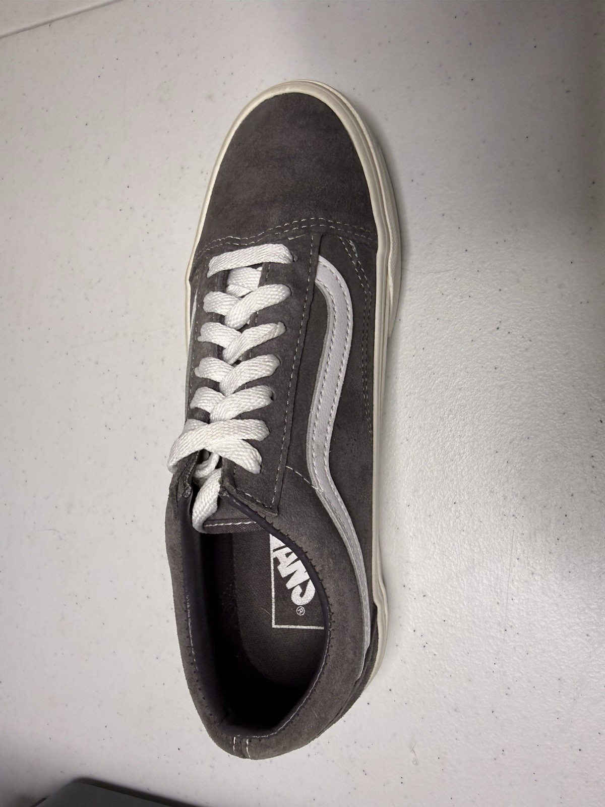 VANS Old Skool Gray/White Suede Low Top Lace-Up Water Resistant Sneakers