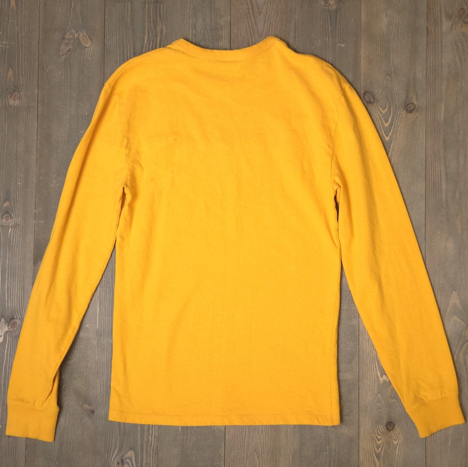 Champion Heritage Long Sleeve T-Shirt Mens Small Gold Script Logo Tee T3822 BYC