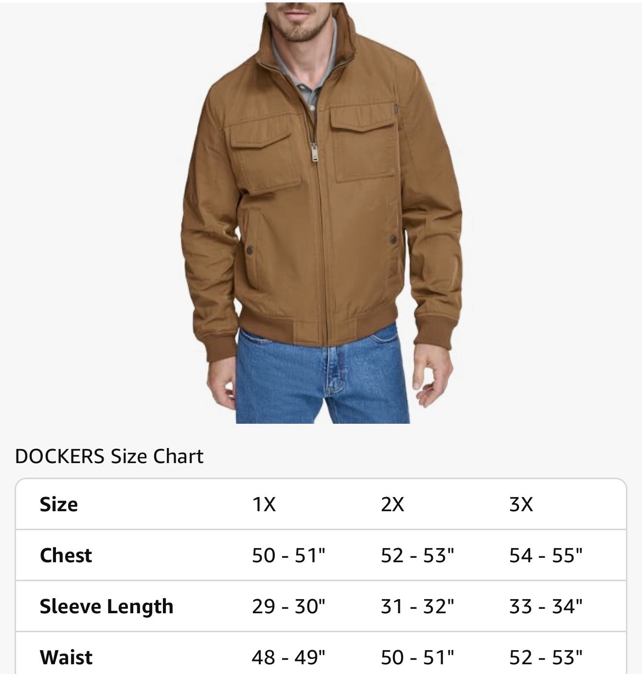 Dockers Men’s Quilted Lined Bomber Jacket Brown 2X