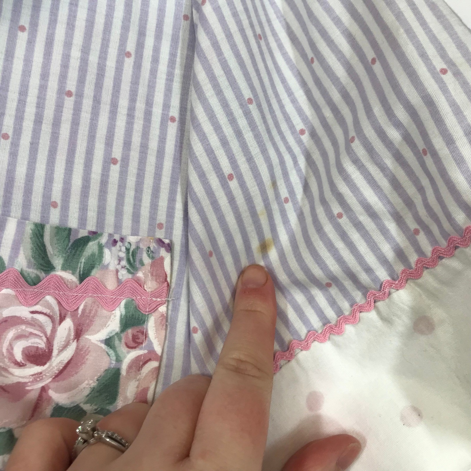Homemade Kids Girls Vintage Pastel Striped Floral Dress