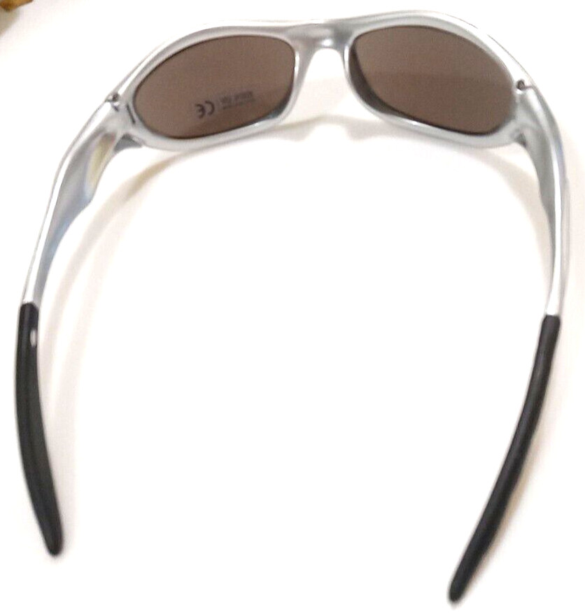 Silver Sport Sunglasses with Ice Blue Haze Lenses Small to Medium Unisex Size