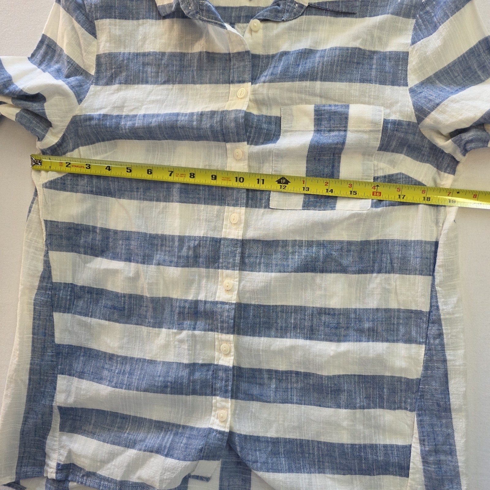 Tommy Hilfiger Costal 100% Cotton Long Sleeve Button-up Wide Stripe Sailor Sz M