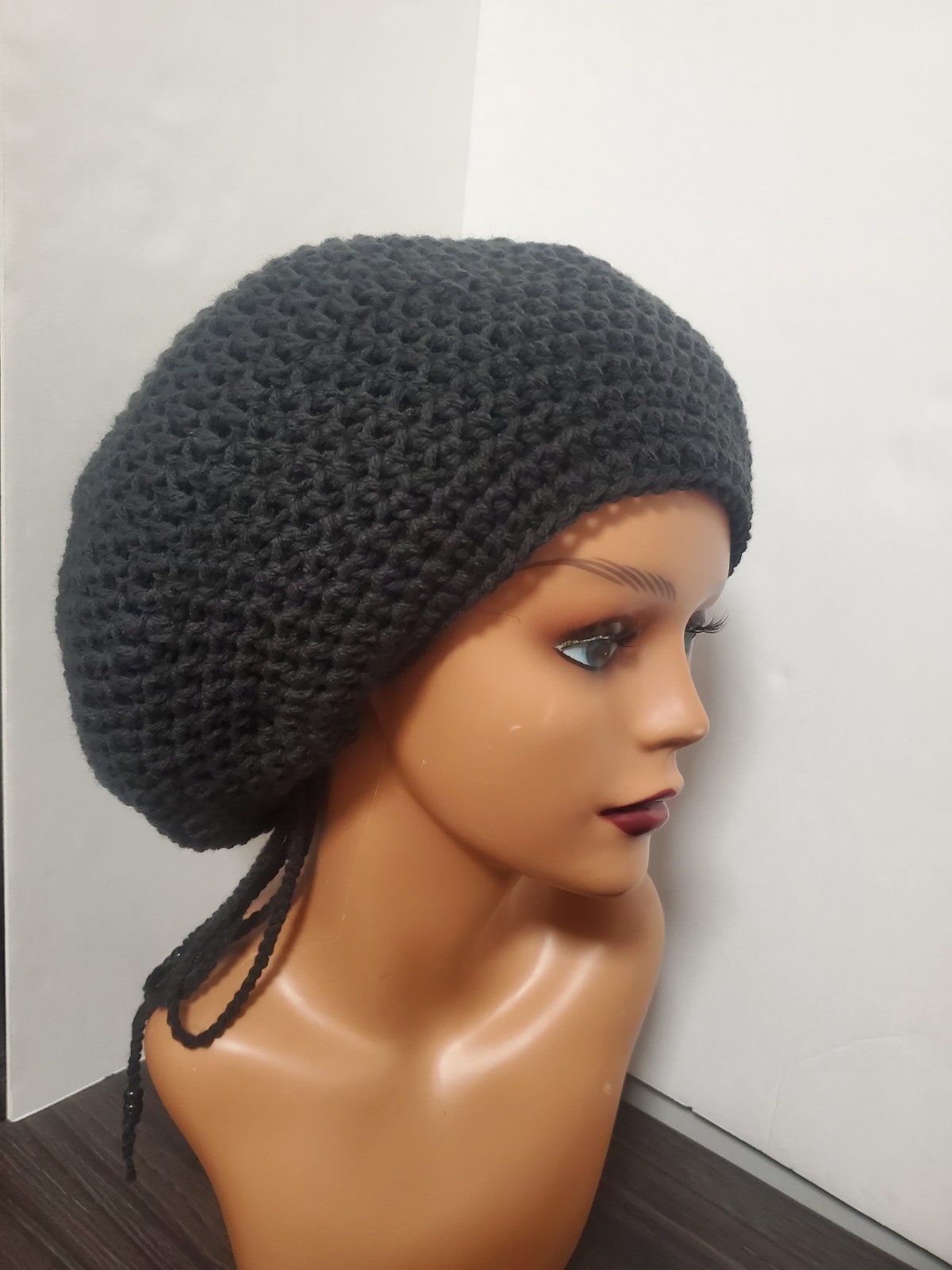 Handmade Adjustable Crochet Tam Hat Dreadlock w drawstring Reggae baggy beanie