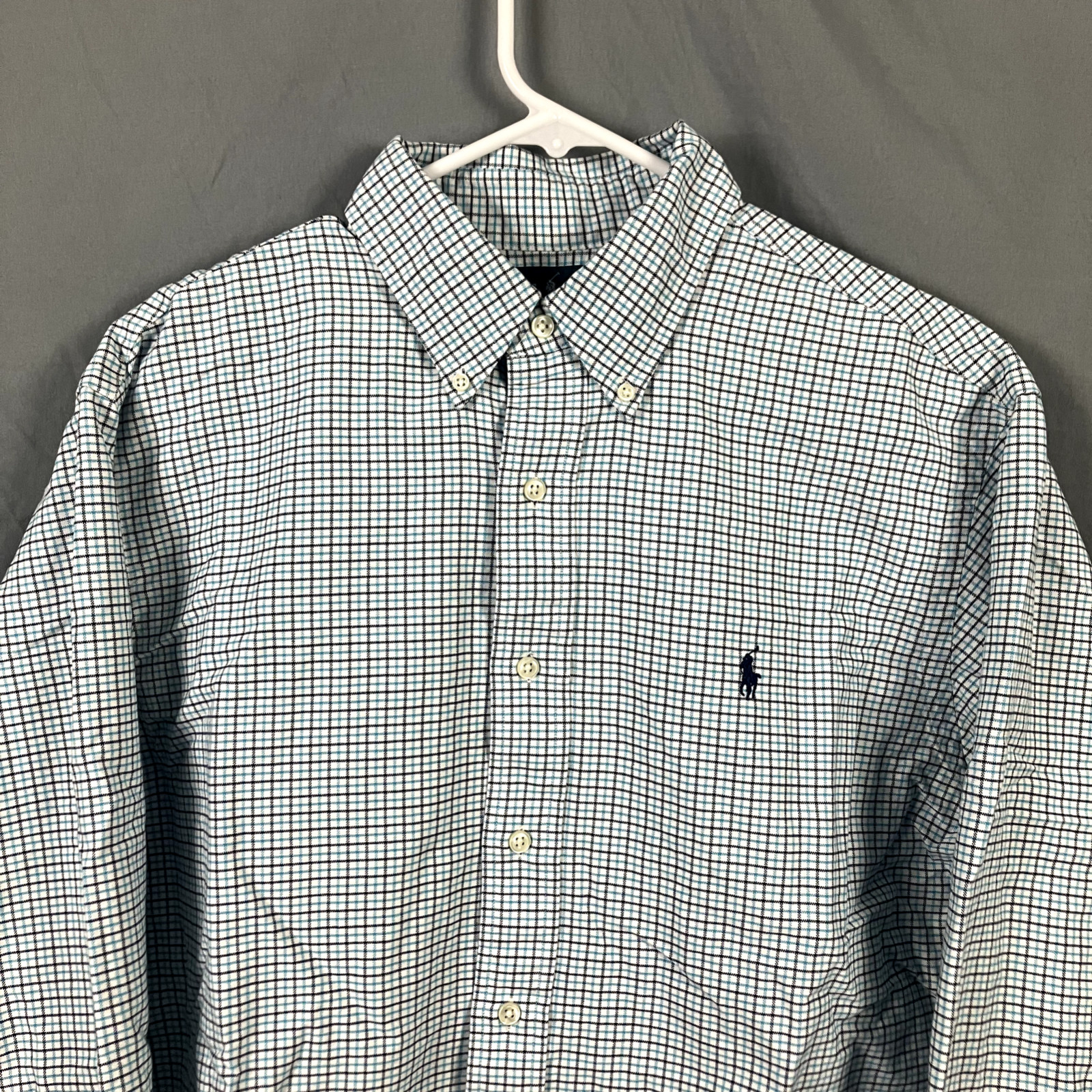 Ralph Lauren Custom Fit Mens L Button Down Long Sleeve Shirt Check Small Pony
