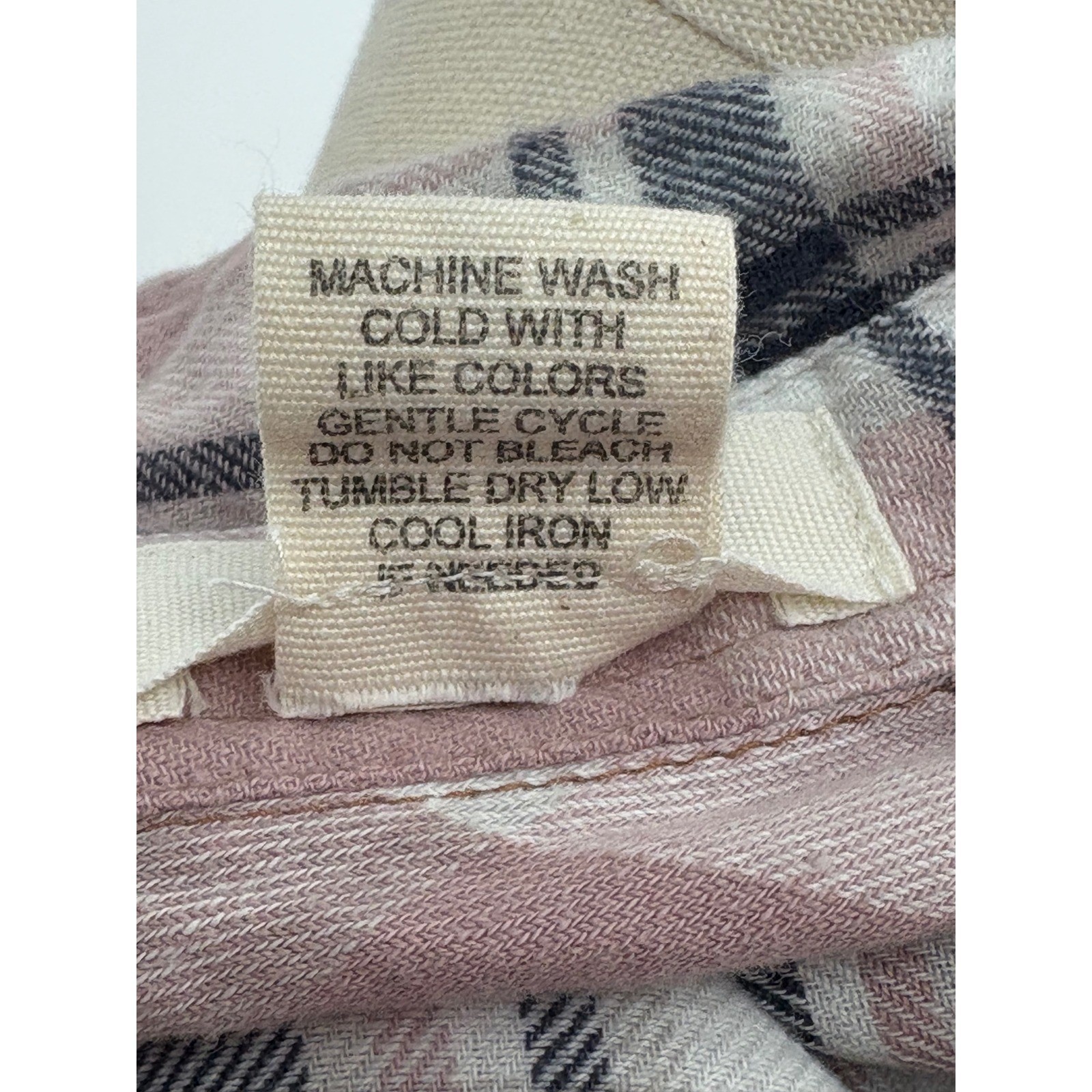 Love Notes Button Down Shirt Mauve Pink Plaid 100% Cotton Large
