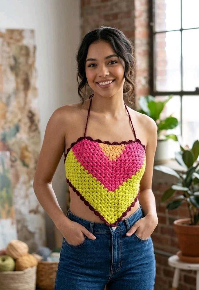 NWT Crochet Cropped Top Halter Neck Cotton size S/ M Beach Vacation Resort