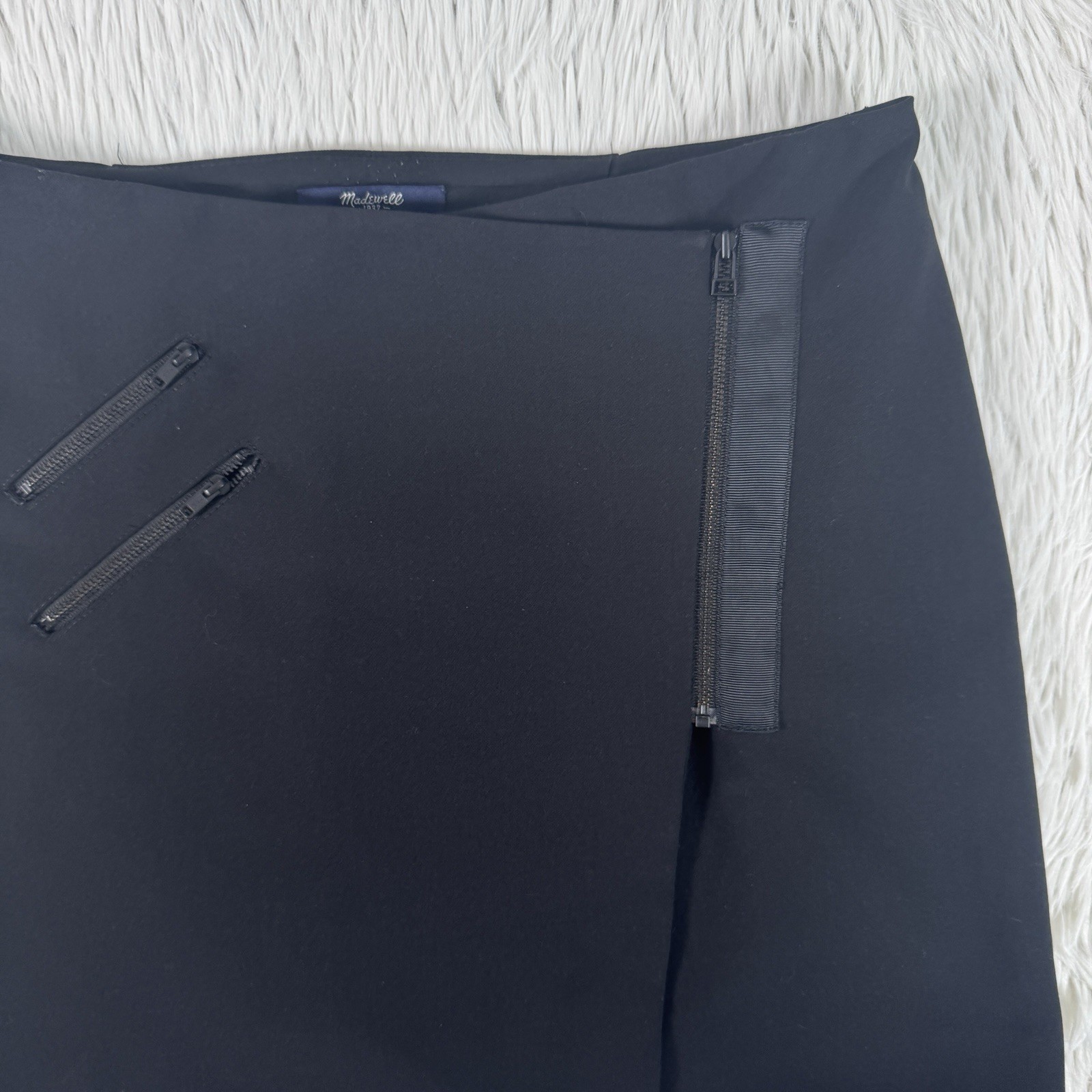 Madewell Ignition Black Zipper Accent Asymmetric Mini Wrap Skirt Women’s Size 4