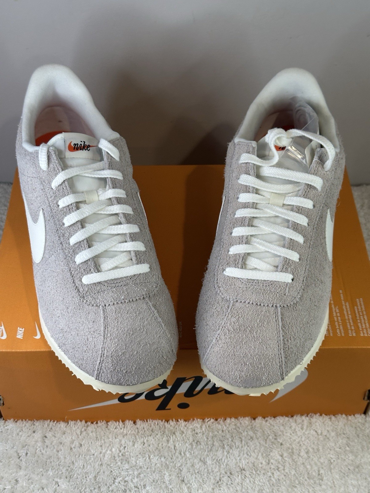 Nike Cortez Men’s Size 12 Grey Sail Suede HF3142 001 Box No Lid