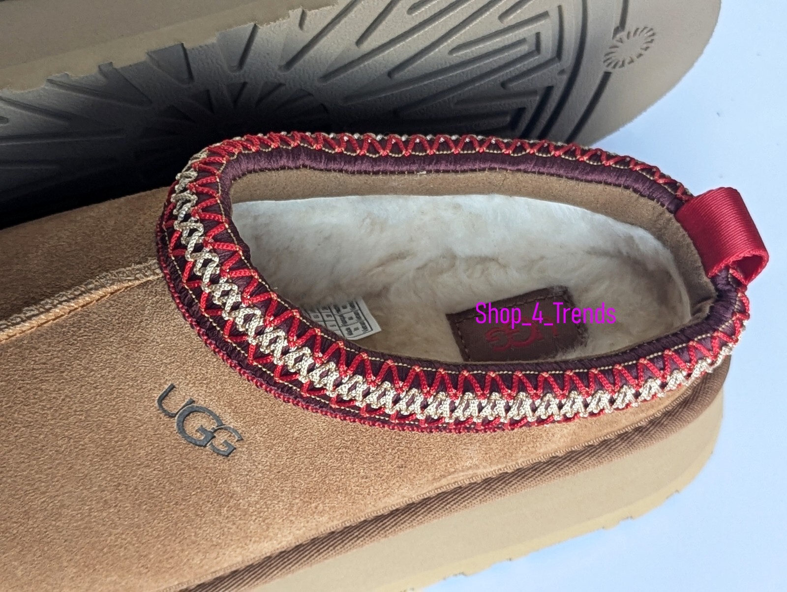 New Women’s Shoes UGG Brand Braid Tazz Platform Slippers 1122553 Chestnut