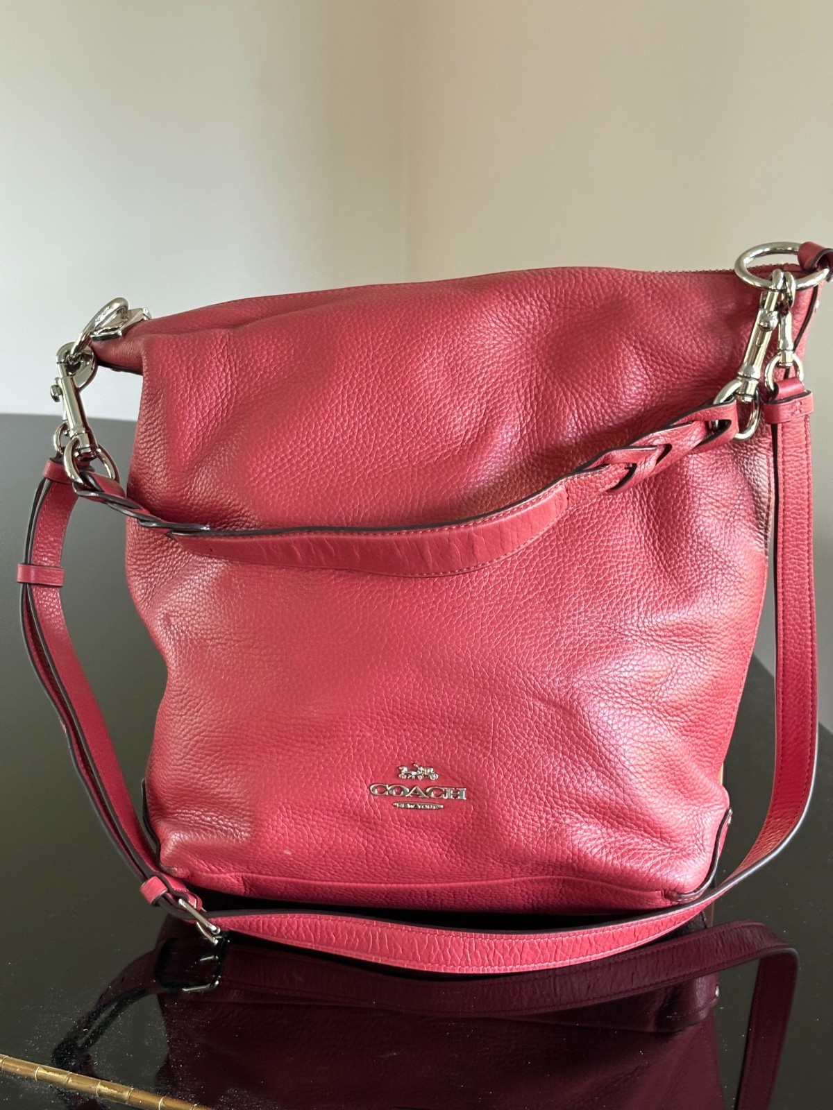 Coach Abby Duffle, Red Pebbled Leather, Crossbody or Handbag, Great Condition