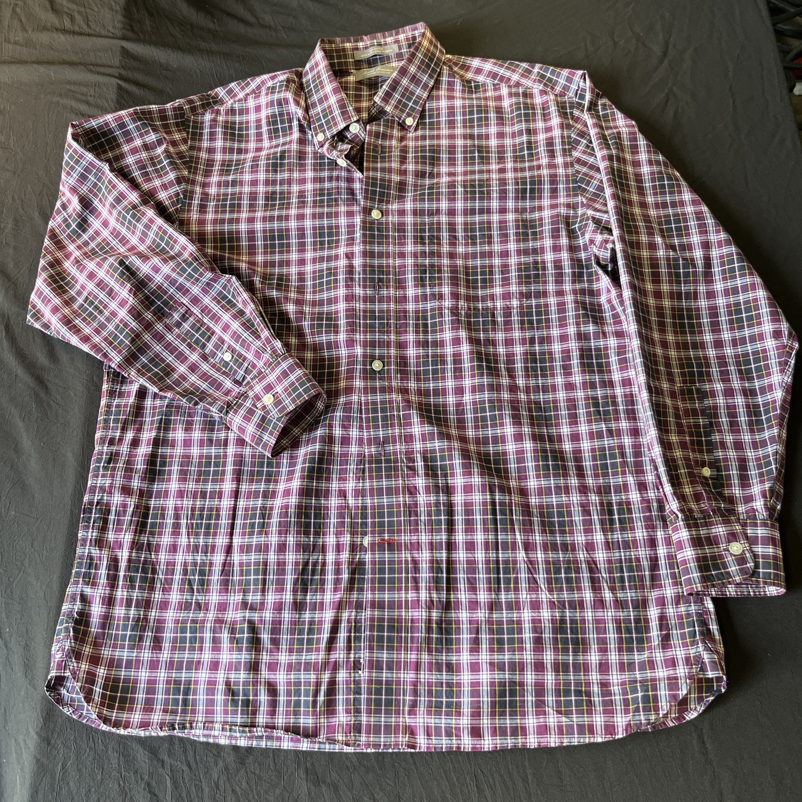 Daniel Cremieux Signature Collection Mens L Plaid Short Sleeve Button Down Shirt