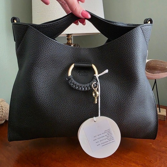See by Chloe Joan Small Top Handle Bag Black Leather Shoulder Purse
